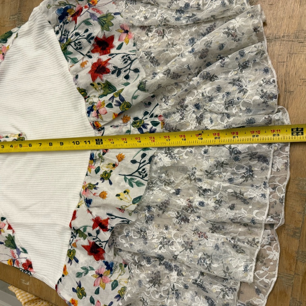 Anthropologie POL Womens Floral Ruffle Top - White and Multicolor - Picture 10 of 10